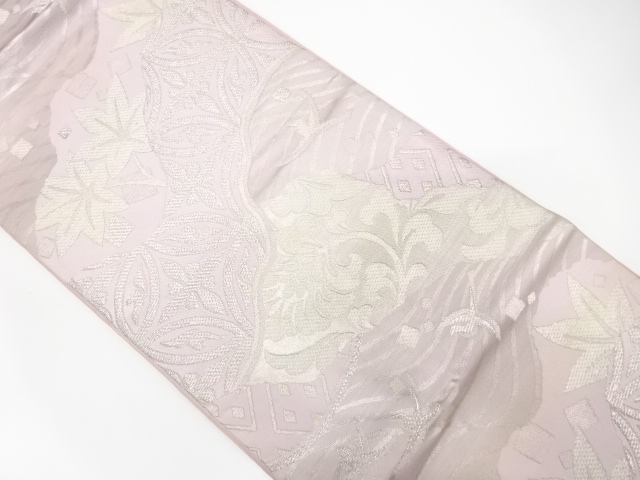 JAPANESE KIMONO / ANTIQUE FUKURO OBI / SILK / WOVEN FLOWER SHIPPO PATTERN / KAWASHIMA SELKON